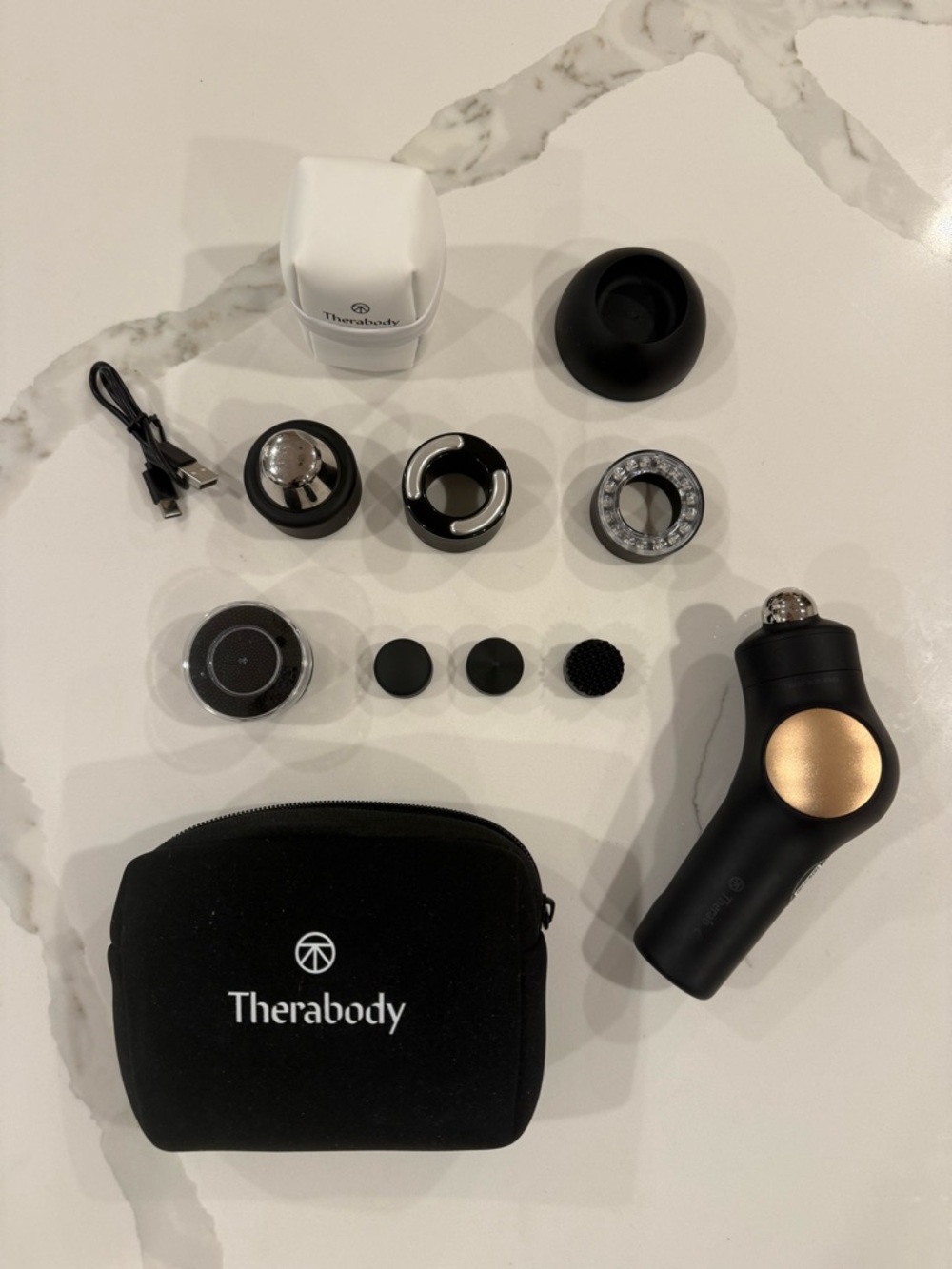 Therabody Face Massage Set with Carry Case and Hot / Cold Attachments